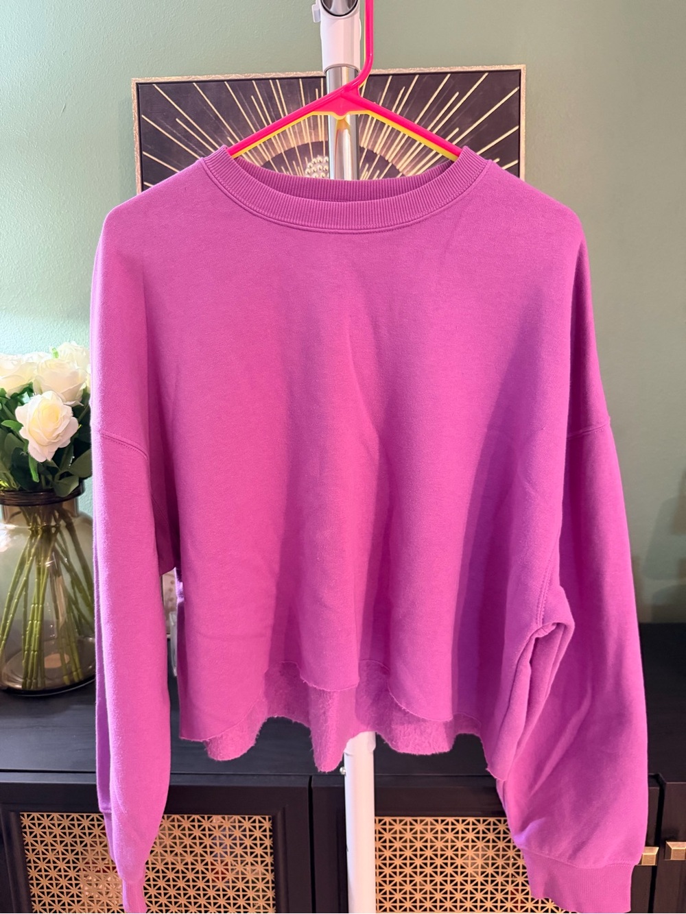 wild fable Cropped Crewneck Sweatshirt in Bright Pink